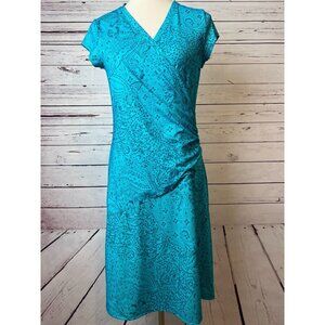 Athleta Midi Dress 406745 size Small Wrap Short Sleeve Active‎ Outdoor Blue